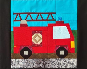 FPP FEUERWEHR LKW, Scrap Quilt Muster LKW 4: Schwere Lastwagen (Digital PDF)