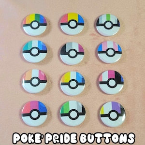 Pride Pokeball-buttons: LGBTQ+-thema speldjes (3,17 cm)