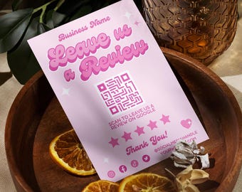 Y2K Leave Us a Review QR Code Sign Canva Template, Client Testimonial Request Flyer, DIY Editable Salon Business Customer Printable, Margot