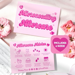 Plantilla de Canva para tarjeta de cuidados posteriores a la microaguja, guía imprimible y editable para el cuidado de la piel con microagujas para esteticistas, postal para negocios de belleza Medspa, Margot