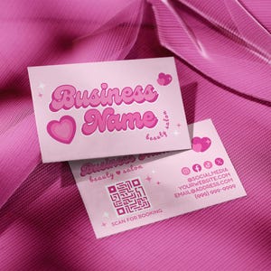 Y2K Beauty QR-Code Visitenkarte Canva Vorlage, DIY druckbare bearbeitbare niedliche Baddie ästhetische Haar Wimpern Nagelstudio Spa-Visitenkarte, Margot