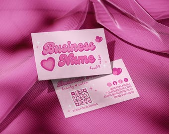 Y2K Beauty QR Code Business Card Canva Template, DIY Printable Editable Cute Baddie Aesthetic Hair Lash Nail Salon Spa Calling Card, Margot