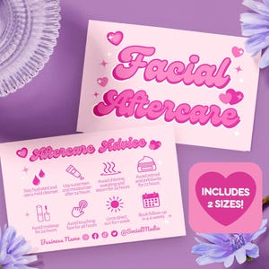 Modelo de cartão de aconselhamento para cuidados pós-faciais no Canva, cartão postal de atendimento ao cliente de esteticista para impressão e edição faça você mesmo, salão de beleza, Margot