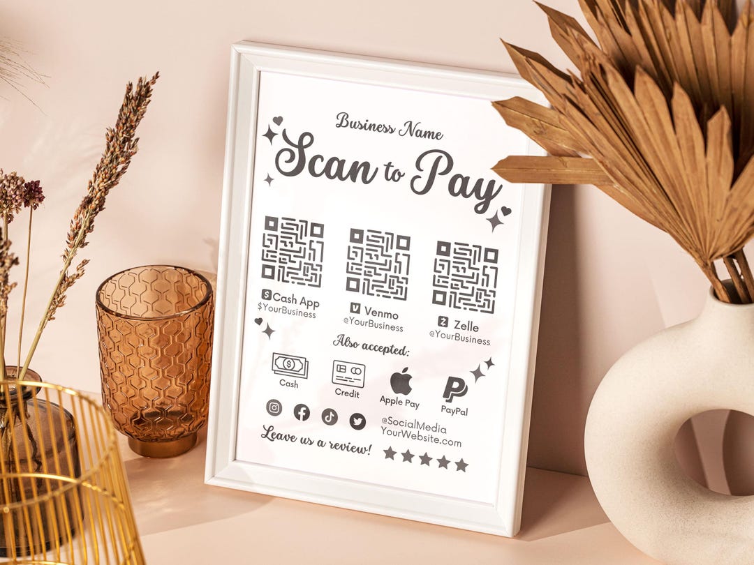 Scan to Pay QR Code Sign Canva Template, Editable Small Business ...
