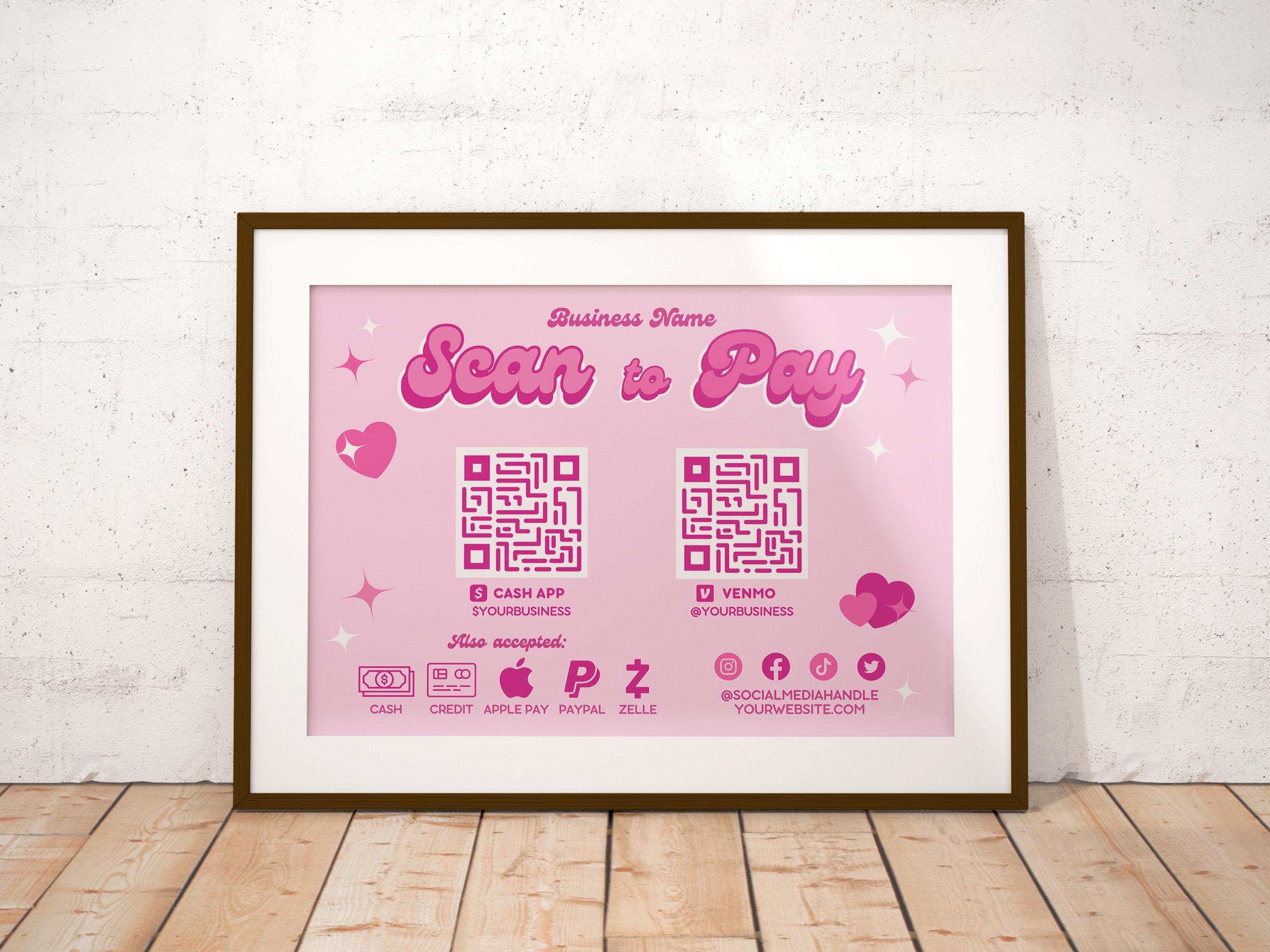 Y2K Scan to Pay QR Code Sign Canva Template, Accepted Payments Vendor ...