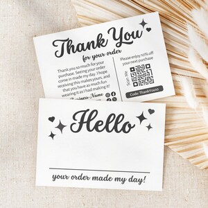 Retro Danke-Karte Canva Vorlage, DIY bearbeitbare druckbare Boutique Business Shop Boho Paketbeigabe Kundenbestellung Postkarte-Lola
