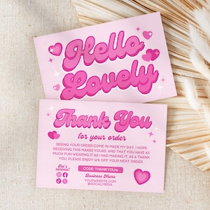 Plantilla de Canva para tarjeta de agradecimiento de Coquette, bricolaje, editable, imprimible, para tienda de negocios, paquete de inserción, orden de compra del cliente, postal - Margot