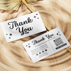 Retro Danke-Karte QR-Code Boutique Business Canva Vorlage, DIY Druckbare Bearbeitbare Shop Shop Kundenbestellung Versandpaket Insert-Lola