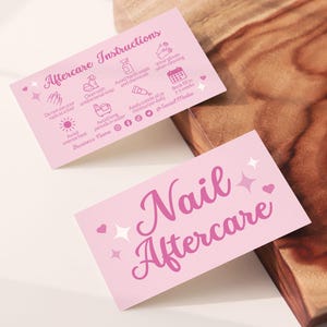 Nail Aftercare Advice Card Canva Template, DIY Printable Editable Manicure Client Care Instructions, Beauty Salon Beautician Business, Jeni