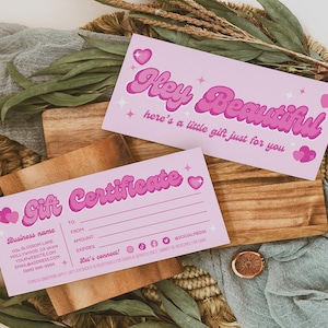 Modello di buono regalo Y2K Canva, buono regalo promozionale per salone di bellezza modificabile fai da te, modello di business per spa per capelli, unghie e ciglia, Margot