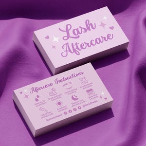 Wimperverlenging Nazorg Advieskaart Canva-sjabloon, DIY Afdrukbare bewerkbare Wimperlift Tint Onderhoudsinstructies Schoonheidssalon Zakelijk, Iris