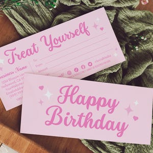 Certificado de presente de spa de feliz aniversário Canva Template, DIY para impressão editável Bday Beauty Salon Lash Business Cupom Voucher Recompensa Cartão, Jeni