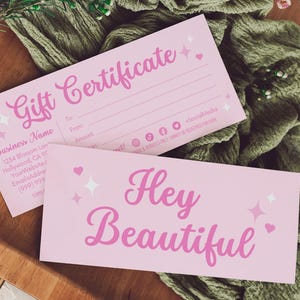 Modelo de certificado de presente de salão Canva, cartão de recompensa de voucher de promoção editável faça você mesmo, negócios de beleza de spa de cílios e unhas fofos para impressão, Jeni