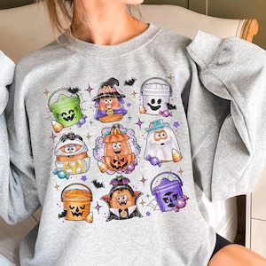 Halloween Chicken Nuggets Sweatshirt, 90s Retro Halloween Shirt, Spooky Nugget Crewneck, Halloween Coquette Design, Happy Meal Boo Bucket