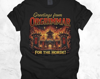 Pozdrowienia z Orgrimmaru | Dla Hordy!, Koszulka World of Warcraft, Kolory Comfort, Koszulka Horde Gamer, Prezent dla gracza retro, Prezent dla streamera WoW