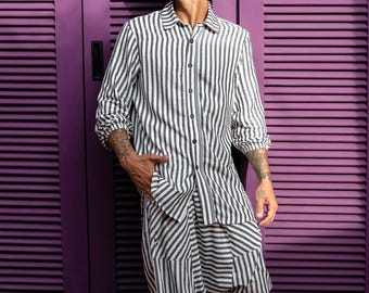 WARNADEWA STRIPE Fato de praia [listras cinzentas]