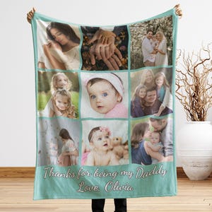 Personalized Photo Blanket Photo Collage Gifts for Him Her Dog Mom Family Friends Custom Gift Special Memory Keepsake Birthday Throw Blanket 9 Photos (Style 2)