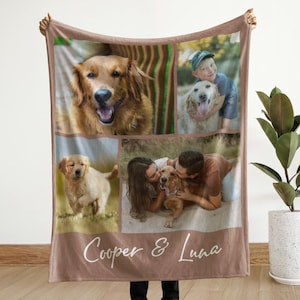 Personalized Photo Blanket Photo Collage Gifts for Him Her Dog Mom Family Friends Custom Gift Special Memory Keepsake Birthday Throw Blanket 4 Photos