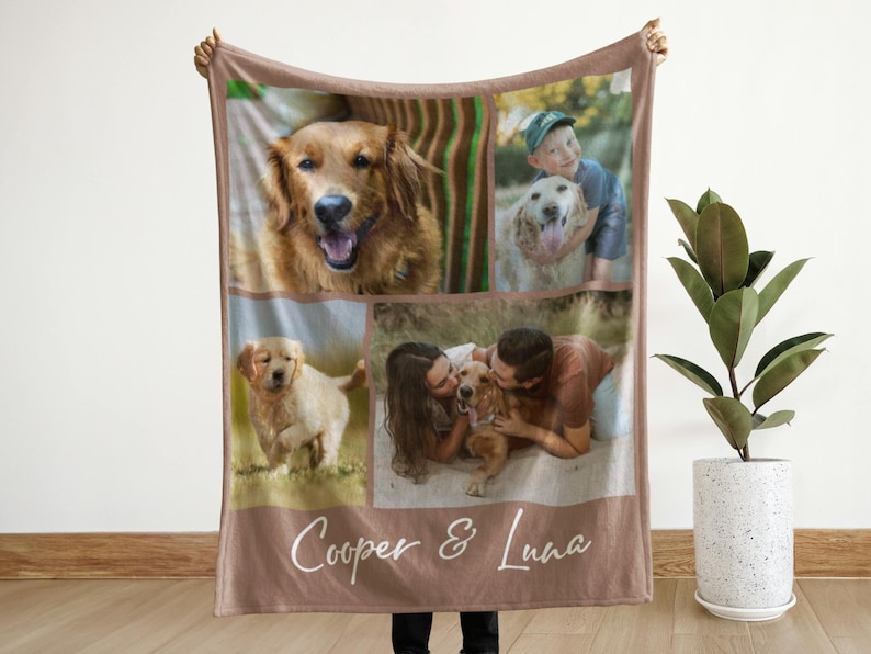 Personalized Photo Blanket Photo Collage Gifts for Him Her Dog Mom Family Friends Custom Gift Special Memory Keepsake Birthday Throw Blanket 4 Photos