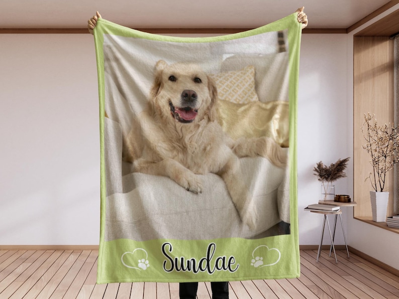 Personalized Photo Blanket Photo Collage Gifts for Him Her Dog Mom Family Friends Custom Gift Special Memory Keepsake Birthday Throw Blanket 1 Photo (Style 2)