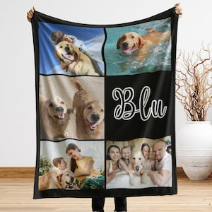 Personalized Photo Blanket Photo Collage Gifts for Him Her Dog Mom Family Friends Custom Gift Special Memory Keepsake Birthday Throw Blanket 5 Photos