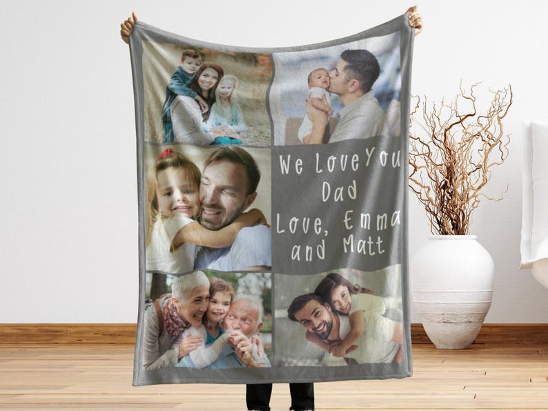 Personalized Photo Blanket Photo Collage Gifts for Him Her Dog Mom Family Friends Custom Gift Special Memory Keepsake Birthday Throw Blanket image 3