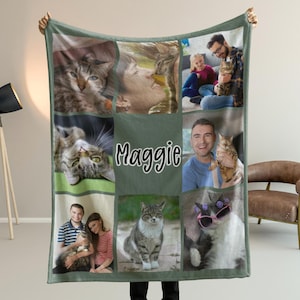 Personalized Photo Blanket Photo Collage Gifts for Him Her Dog Mom Family Friends Custom Gift Special Memory Keepsake Birthday Throw Blanket 8 Photos