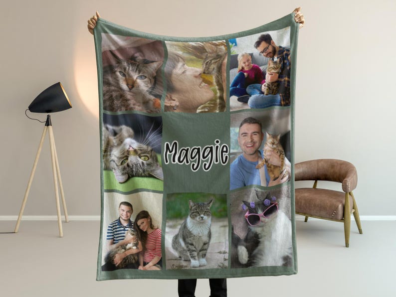 Personalized Photo Blanket Photo Collage Gifts for Him Her Dog Mom Family Friends Custom Gift Special Memory Keepsake Birthday Throw Blanket 8 Photos