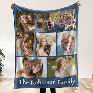 Personalized Photo Blanket Photo Collage Gifts for Him Her Dog Mom Family Friends Custom Gift Special Memory Keepsake Birthday Throw Blanket 7 Photos