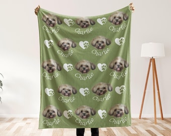 Custom Pet Photo Blanket With Name Personalized Dog Or Cat Blanket Gift For Pet Lovers Cat Picture Blanket Dog Dad Gift Custom Face Mom Gift