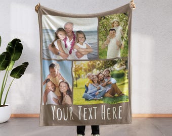 Custom Photo Blanket Grandma, Personalized Picture for Grandma, Photos Collage Grandma Gift, Photo Blanket Mom, Blanket With Photo and Text