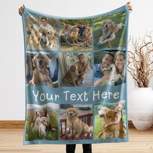 Personalized Photo Blanket Photo Collage Gifts for Him Her Dog Mom Family Friends Custom Gift Special Memory Keepsake Birthday Throw Blanket 9 Photos (Style 1)