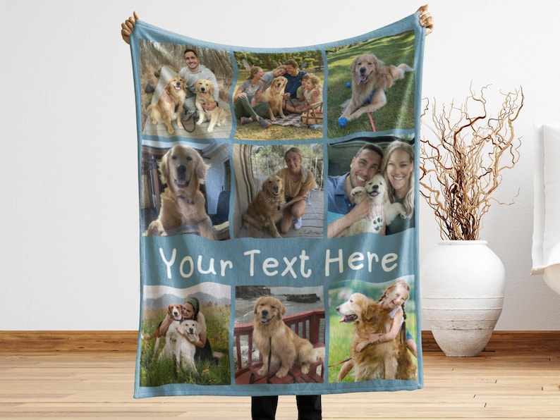 Personalized Photo Blanket Photo Collage Gifts for Him Her Dog Mom Family Friends Custom Gift Special Memory Keepsake Birthday Throw Blanket 9 Photos (Style 1)