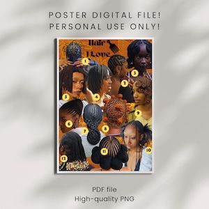 Old Skool Salon/Hair Shop Poster in Braun und Gelb | Digital