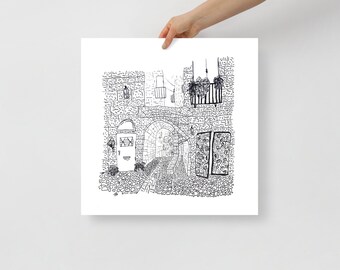 Impresión de dibujo de Tzfat