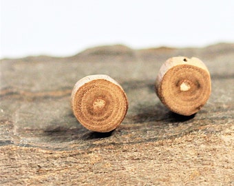 Wood Earrings Tiny Posts Tree Branch Studs Sustainable Reclaimed Wooden Jewelry by Hendywood (W)