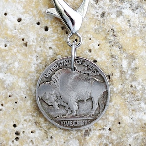 Buffalo Nickel Bag Clip Keychain, U.S. Bison Nickel Coin Key Ring Purse Charm by Hendywood
