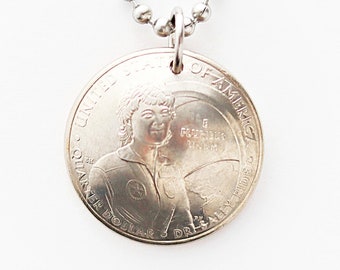 Dr. Sally Ride Domed Coin Necklace American Women Astronaut Pendant U.S. Quarter 2022 by Hendywood