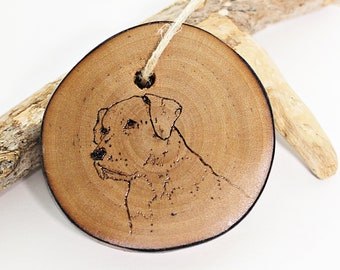 Labrador Retriever Dog Ornament Wood Burned Pyrography Dog Wooden Christmas Ornament by Hendywood (W)