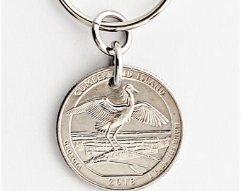 Cumberland Island National Seashore U.S. Commemorative Quarter Georgia Coin Keychain Key Ring 2018 by Hendywood