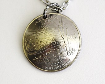 Domed Coin Necklace, Arizona, Alabama, Arizona, Colorado, Connecticut, Delaware, Florida, Georgia, Hawaii by Hendywood CPQE8