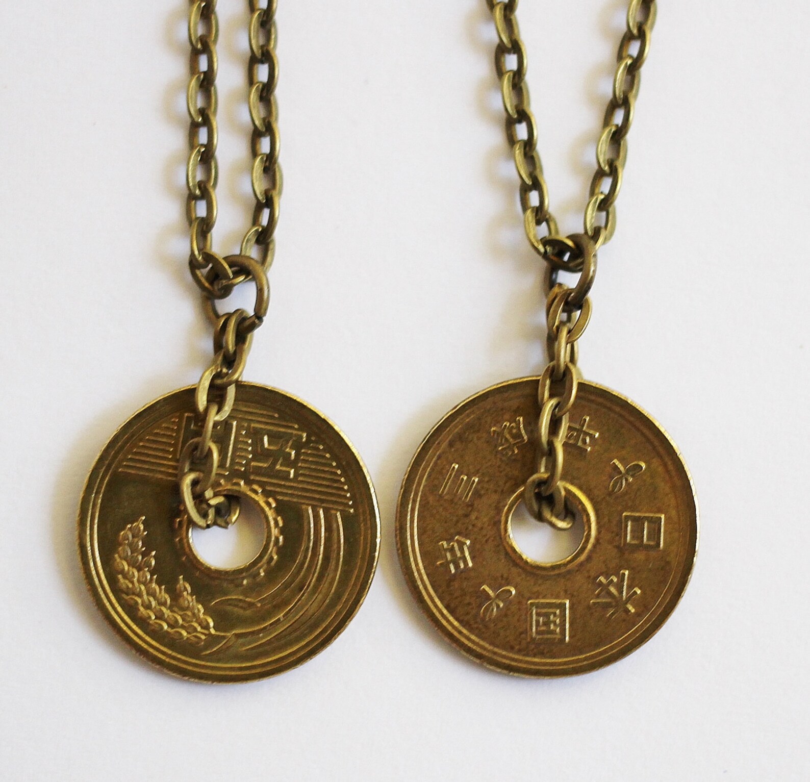 Lucky Coin Japanese Yen Coin Necklace Pendant Undrilled 5 Yen Etsy