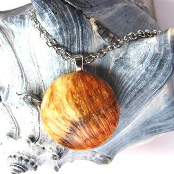 Sale Wood Pendant Necklace Cherry Burl by Hendywood