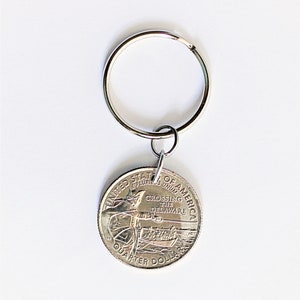 Crossing the Delaware, U.S. Quarter Commemorative George Washington Coin Keychain, Key Ring, 2021 by Hendywood image 2