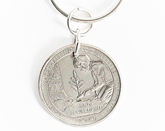 Marsh Billings Rockefeller National National Historical Park U.S. Commemorative Quarter Vermont Coin Keychain Key Ring 2020 by Hendywood