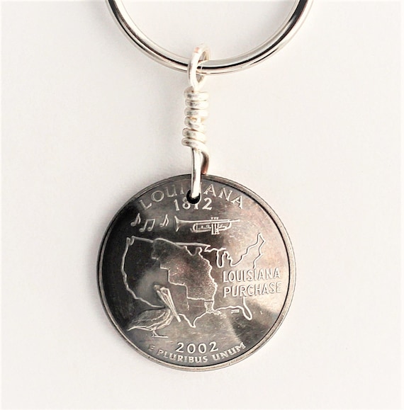 Louisiana Keychain U.S. State Quarter Dollar Coin Key Ring 