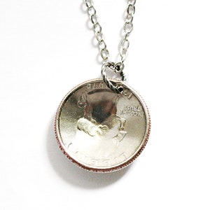 U.S. Bicentennial Quarter Domed American Coin Necklace, Pendant, Commemorative, Collectible, Vintage 1976 Jewelry Hendywood image 3