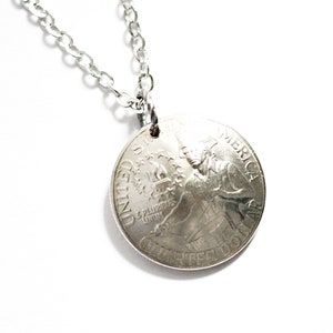 U.S. Bicentennial Quarter Domed American Coin Necklace, Pendant, Commemorative, Collectible, Vintage 1976 Jewelry Hendywood image 2