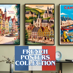 Conjunto de pôsteres de viagem - Download digital de impressões de alta resolução | Destinos na França, da Bretanha e Normandia | Decoração de casa personalizável