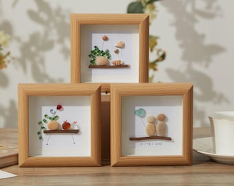 Sea Glass Flower Art Frame: Handmade Coastal Wall Decor,Valentine's Day gift